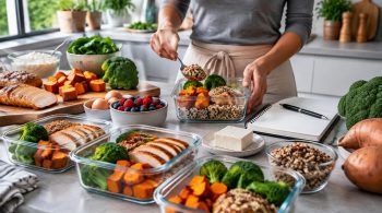 Proteinreiche Meal-Prep-Rezepte in Glasbehältern für den stressigen Alltag