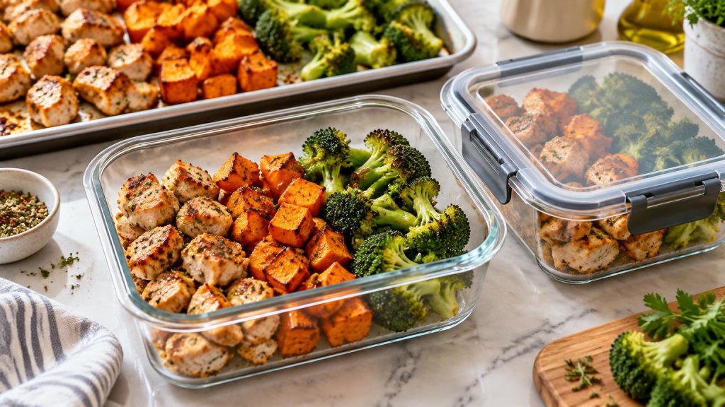 Marinierte Hähnchenbrust mit Süßkartoffeln und Brokkoli als Meal Prep - Proteinreiche Meal-Prep-Rezepte für den stressigen Alltag: 5 einfache Gerichte zum Vorkochen